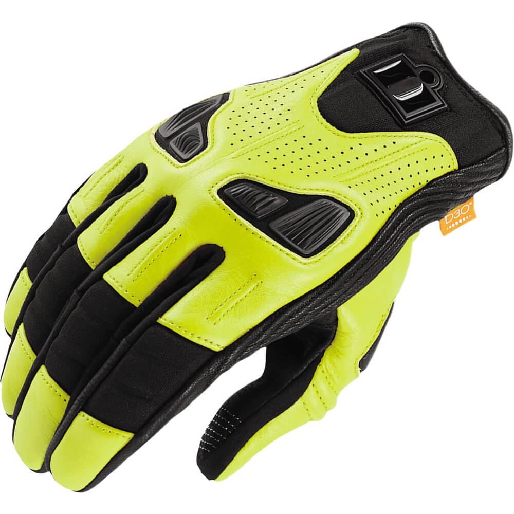 Icon Automag Hi-Viz Leather Gloves