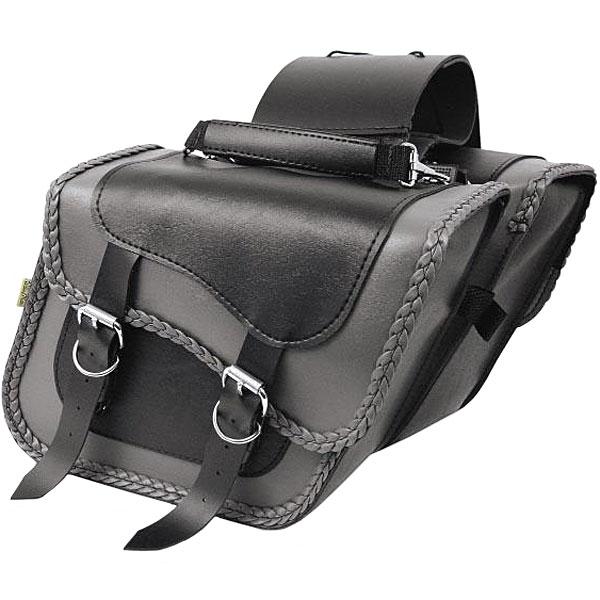 Willie and Max Gray Thunder Braided Compact Slant Saddlebags
