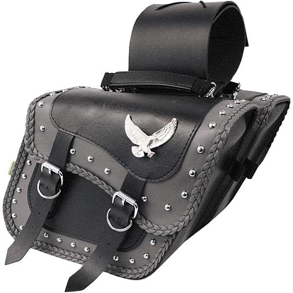 Willie and Max Gray Thunder Studded Compact Slant Saddlebag