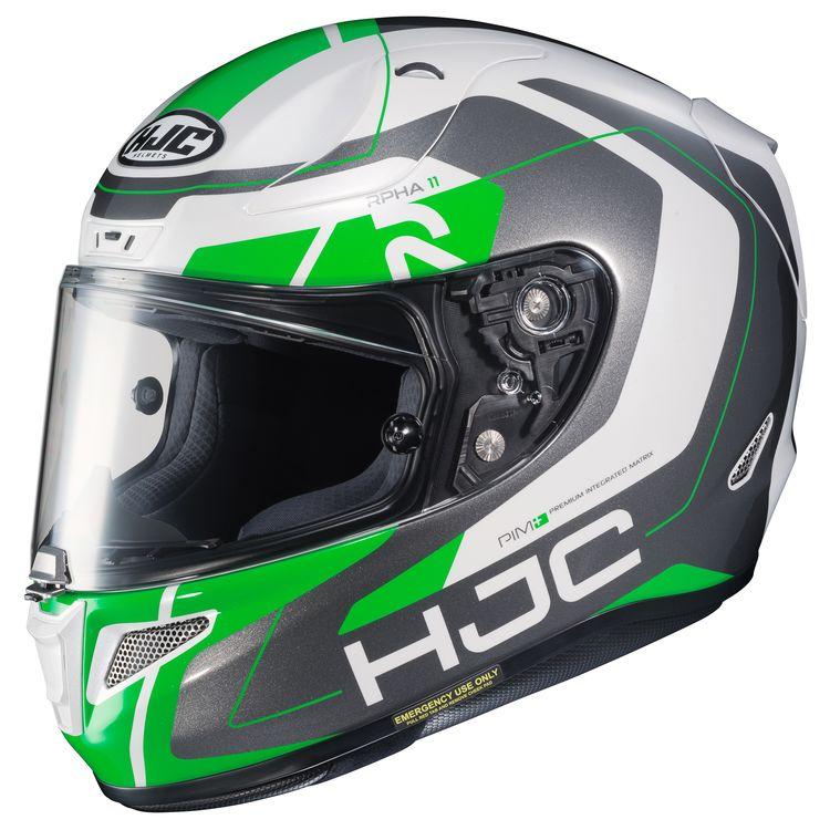 green hjc helmet HJC Rpha 11 Pro Chakri Grey-White-Green Helmet