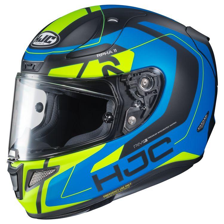 hjc chakri helmet HJC Rpha 11 Pro Chakri Matte Black-Blue-Hi-Viz Helmet