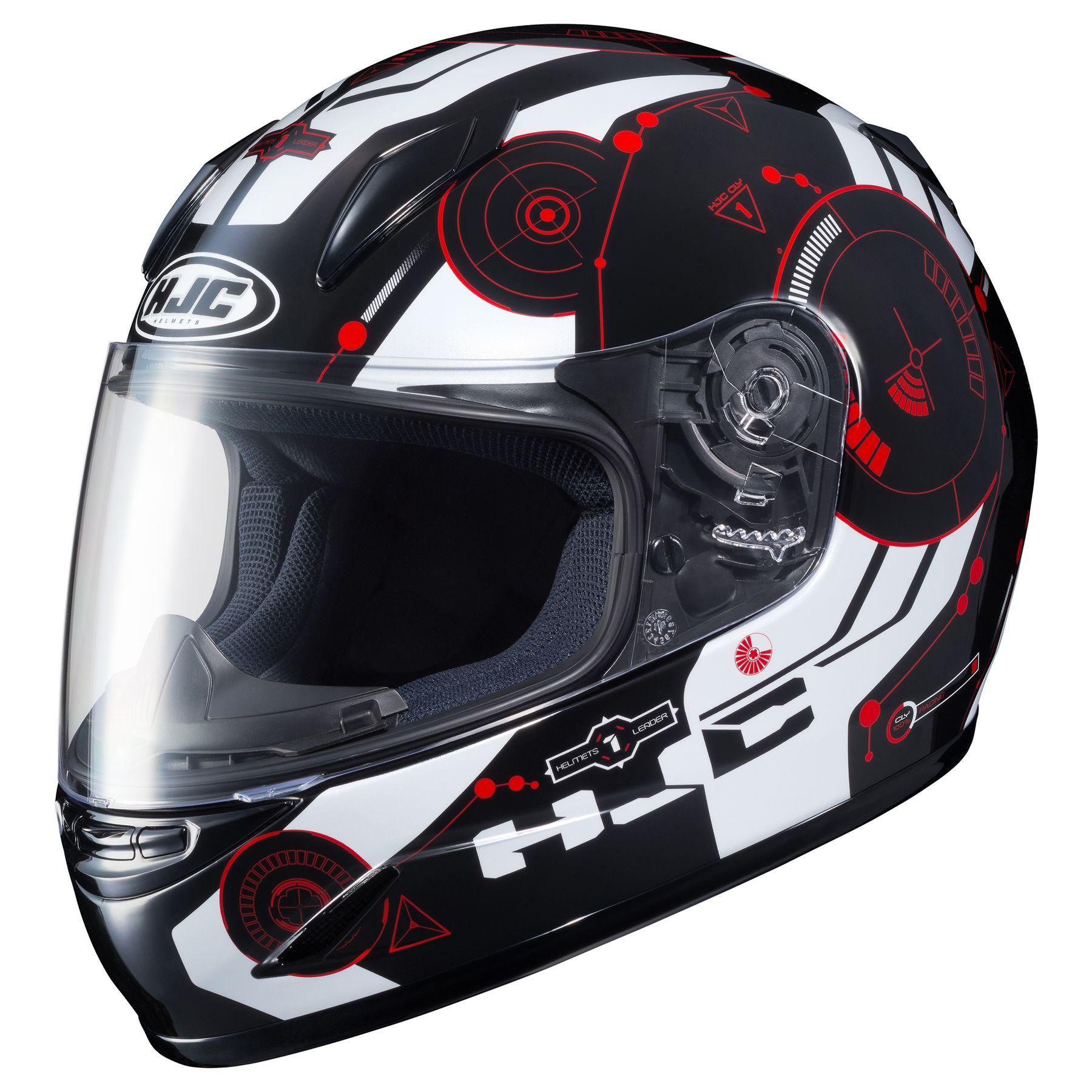 hjc cly helmet CL-Y YOUTH DOT The large eye port design allows for maximum visibility and hosts a flash HJC CL-Y kids/youth/ladies motorcycle helmet