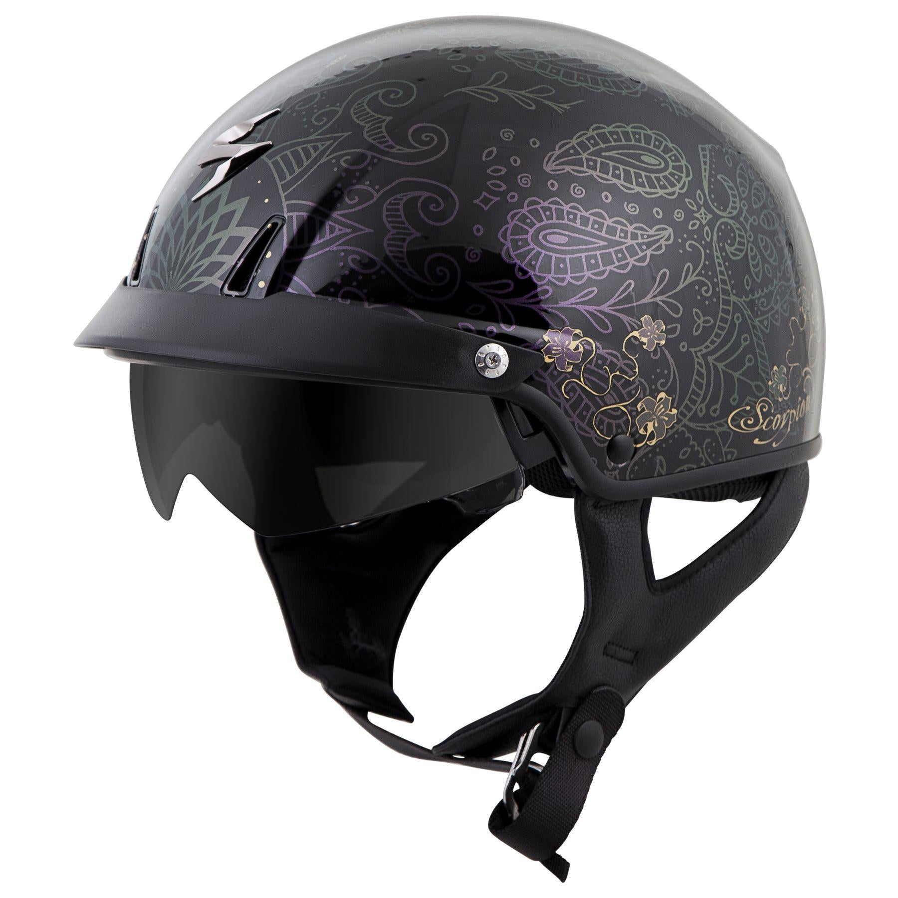 scorpion black dahlia helmet Scorpion EXO-C110 Azalea Black-Gold